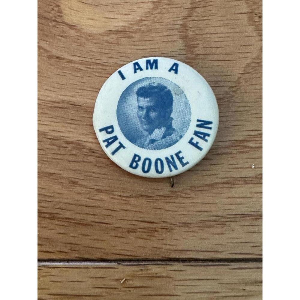 VTG 1950s Pat Boone Fan Club Button Pin I Am A Pat Boone Fan Teen Idol